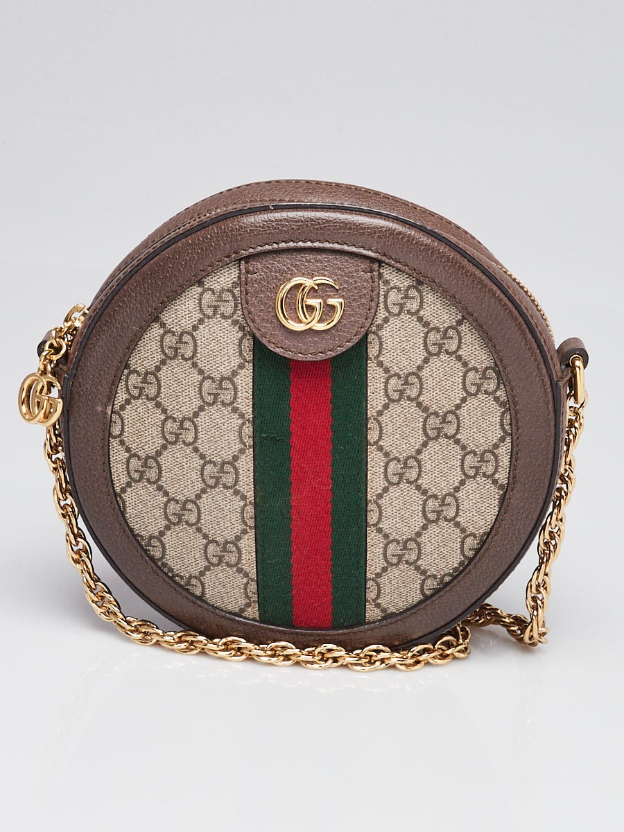 Gucci Beige/Ebony GG Canvas Ophidia Circle Mini Crossbody Bag