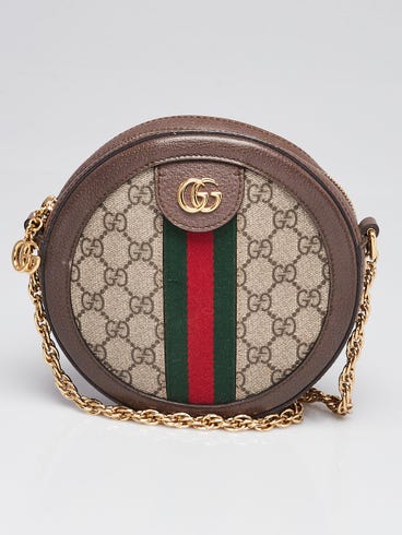 Gucci Beige/Ebony GG Canvas Ophidia Circle Mini Crossbody Bag