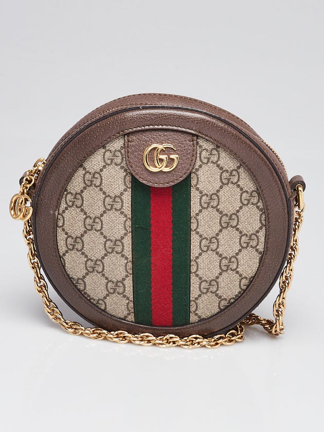 Gucci Beige/Ebony GG Canvas Ophidia Circle Mini Crossbody Bag
