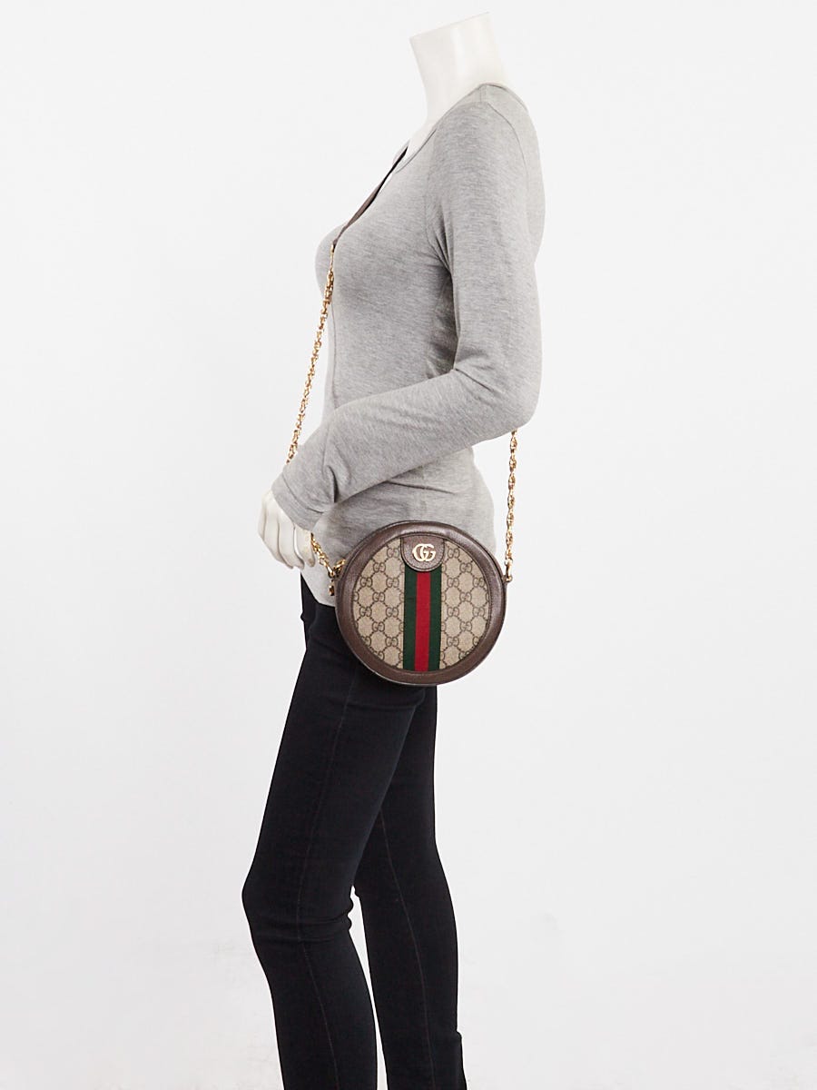 Gucci Beige/Ebony GG Canvas Ophidia Circle Mini Crossbody Bag