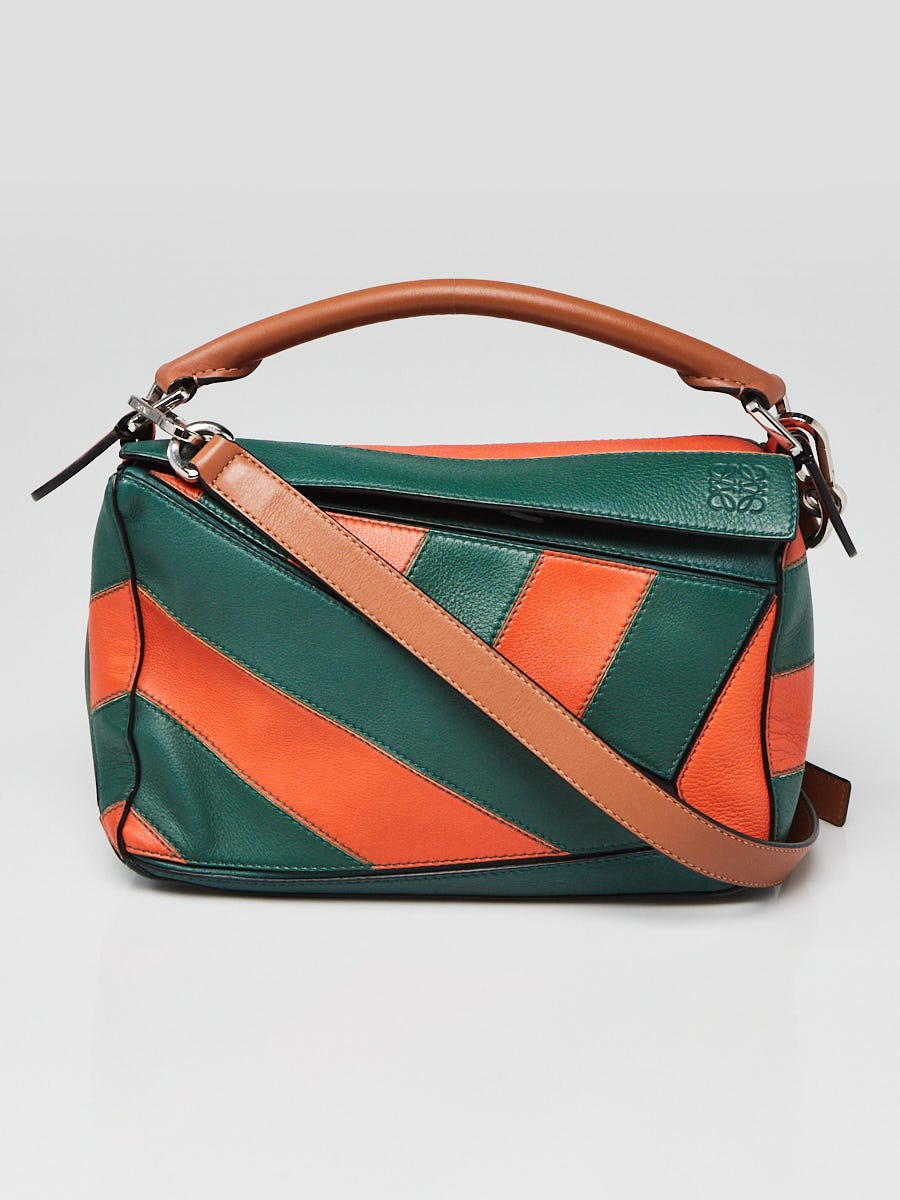 Loewe Orange/Green Calfskin Leather Small Puzzle Bag