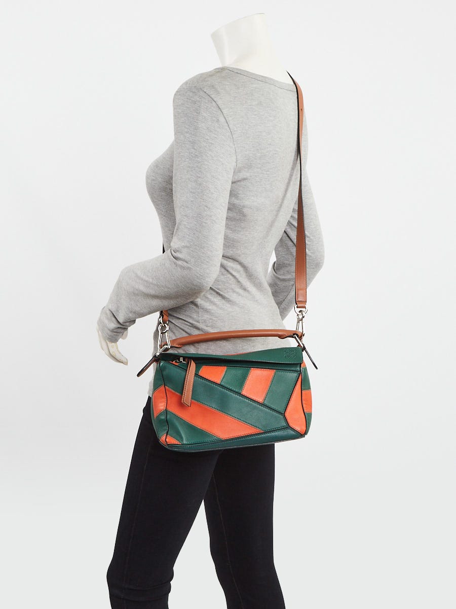 Loewe Orange/Green Calfskin Leather Small Puzzle Bag | Yoogi's Closet
