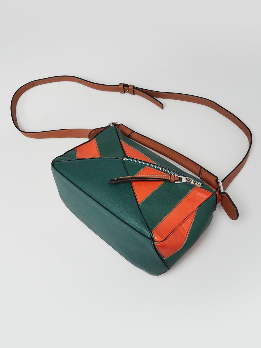Loewe Orange/Green Calfskin Leather Small Puzzle Bag | Yoogi's Closet