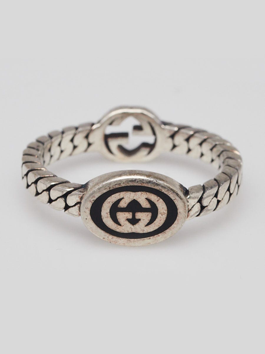Gucci Sterling Silver Interlocking G Ring Size 7.5 | Yoogi's