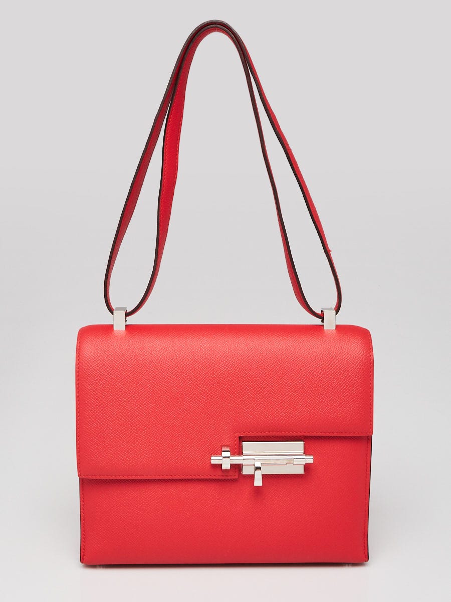 Hermes 23cm Rose Extreme Epsom Leather Palladium Plated Verrou Bag