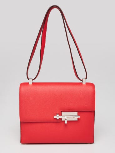 Hermes 23cm Rose Extreme Epsom Leather Palladium Plated Verrou Bag