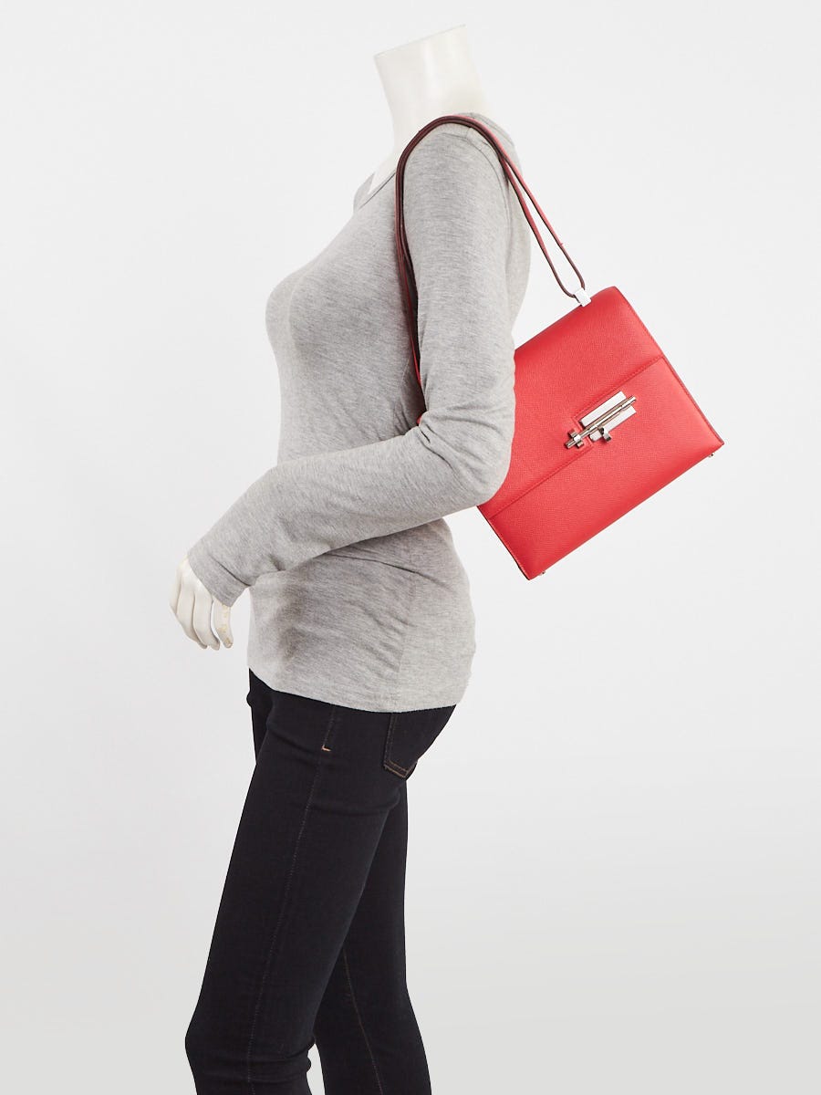 Hermes 23cm Rose Extreme Epsom Leather Palladium Plated Verrou Bag