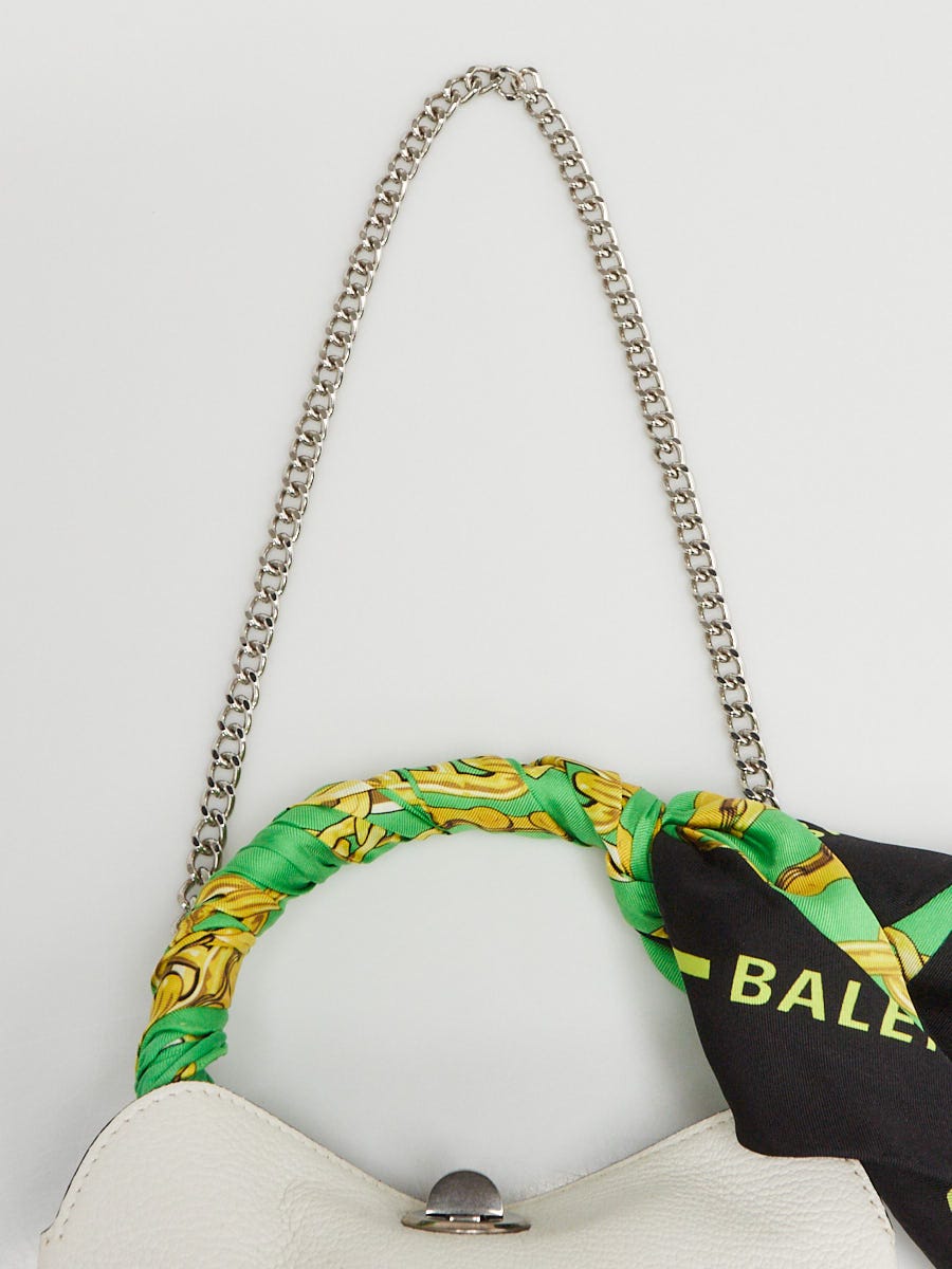 Balenciaga White Leather Flap Scarf XS Bag | Yoogi's Closet