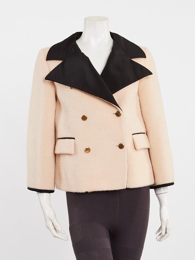 Gucci Beige/Black Wool Mohair Cropped Jacket Size 4/38