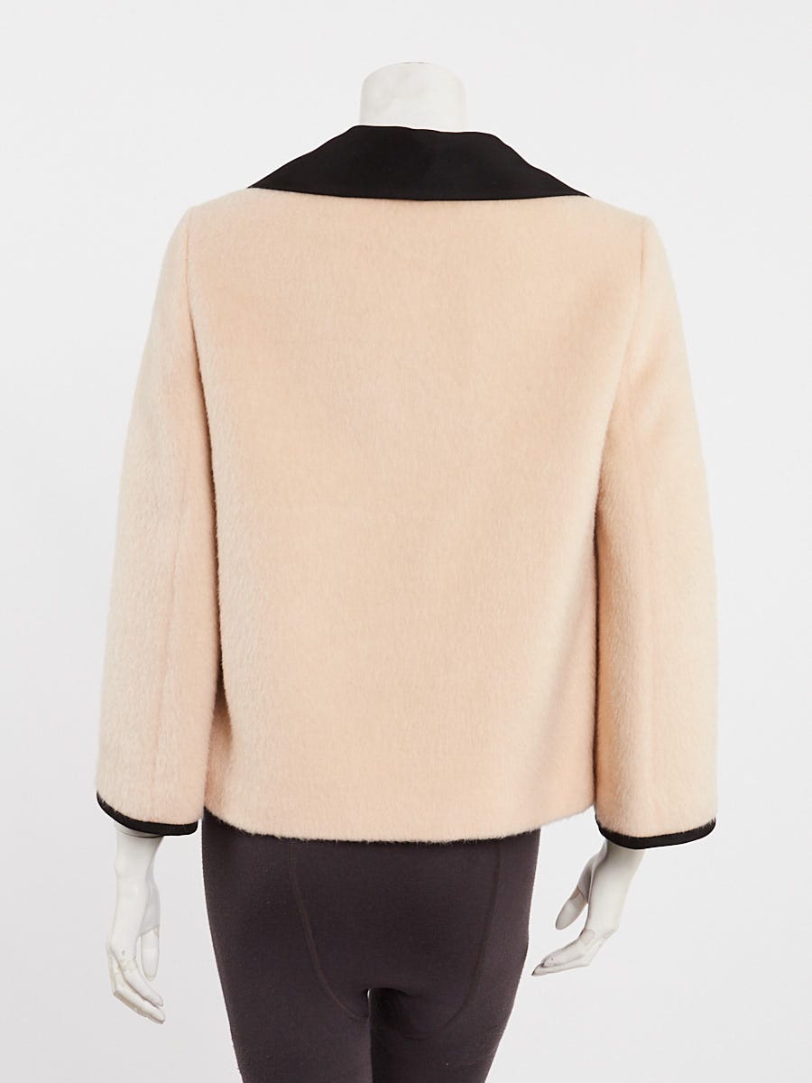 Gucci Beige/Black Wool Mohair Cropped Jacket Size 4/38
