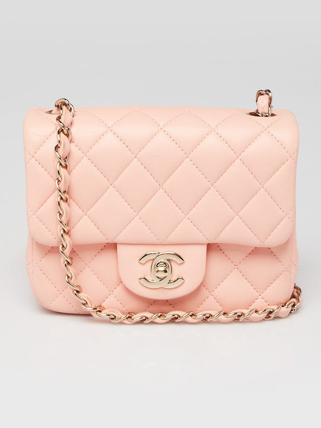 Chanel Pink Quilted Lambskin Leather Classic Square Mini Flap Bag