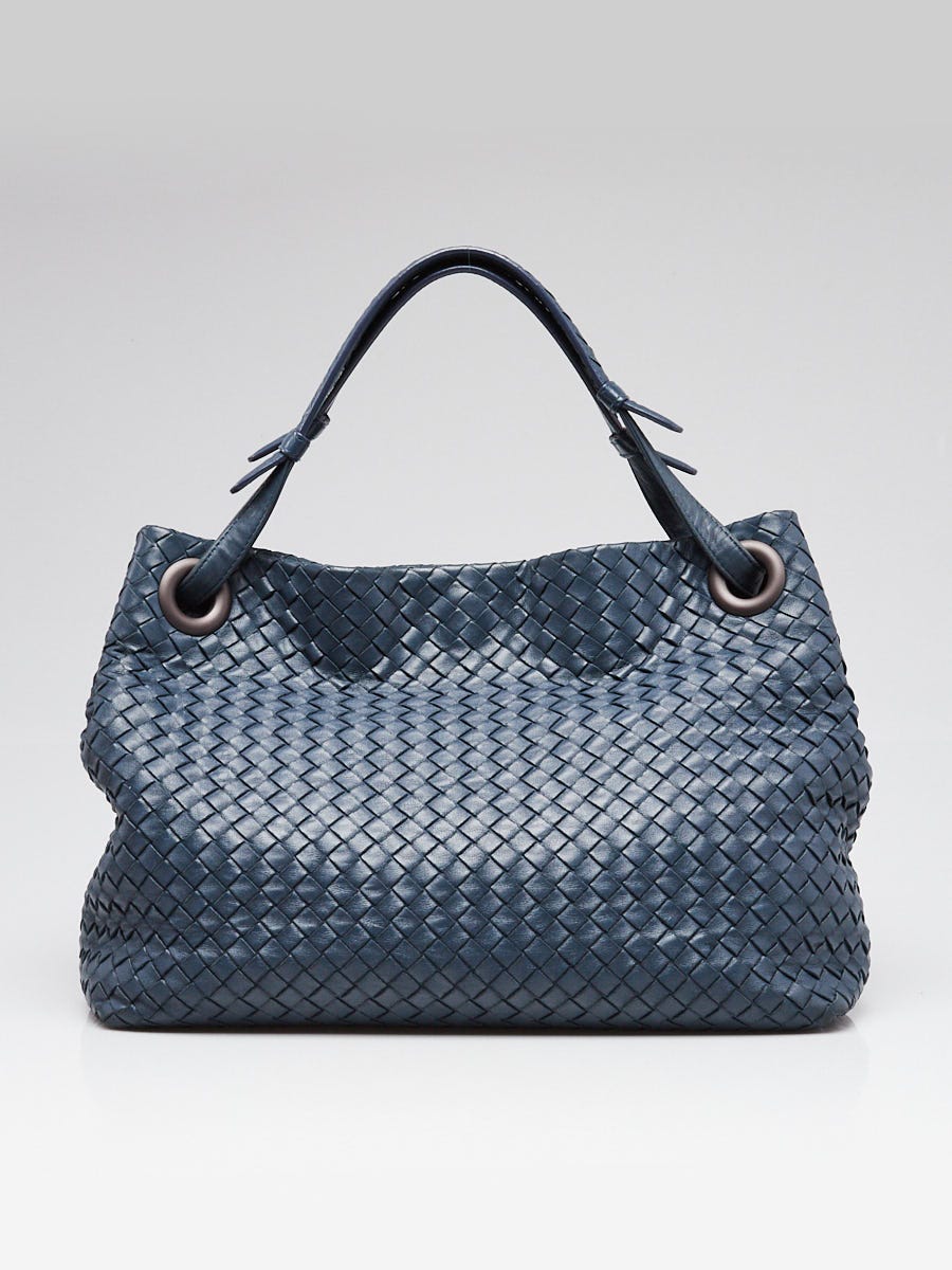 Bottega Veneta Blue Intrecciato Woven Nappa Leather Seamless Garda
