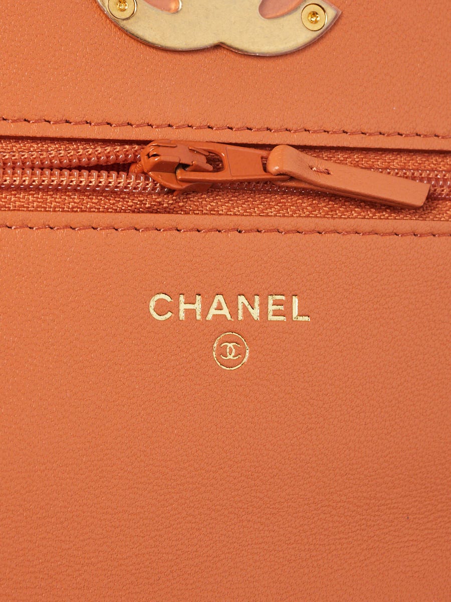 Chanel Orange Quilted Lambskin Leather Chanel 19 WOC Clutch Bag