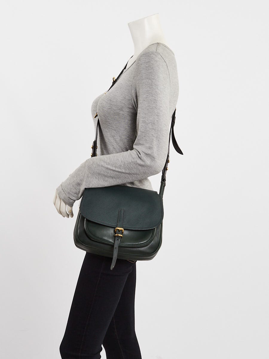 Prada Green Saffiano/Smooth Leather Corsaire Bag 1BD050