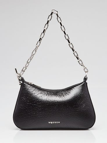 Alexander McQueen Black Leather T-Bar Mini Shoulder Bag