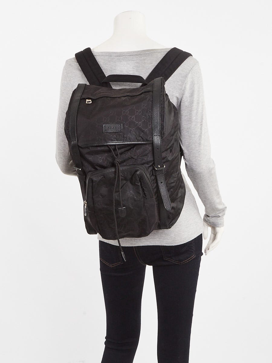 Gucci Black Monogram Nylon Backpack Bag