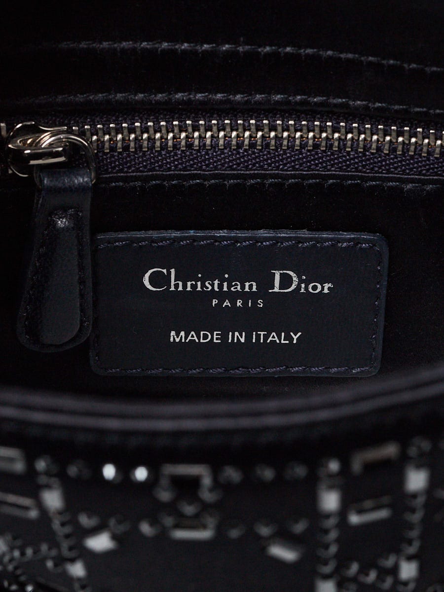 Christian Dior ブラックパーティーバッグ Christian Dior Black Satin and Strass Crystal Cannage Mini Lady