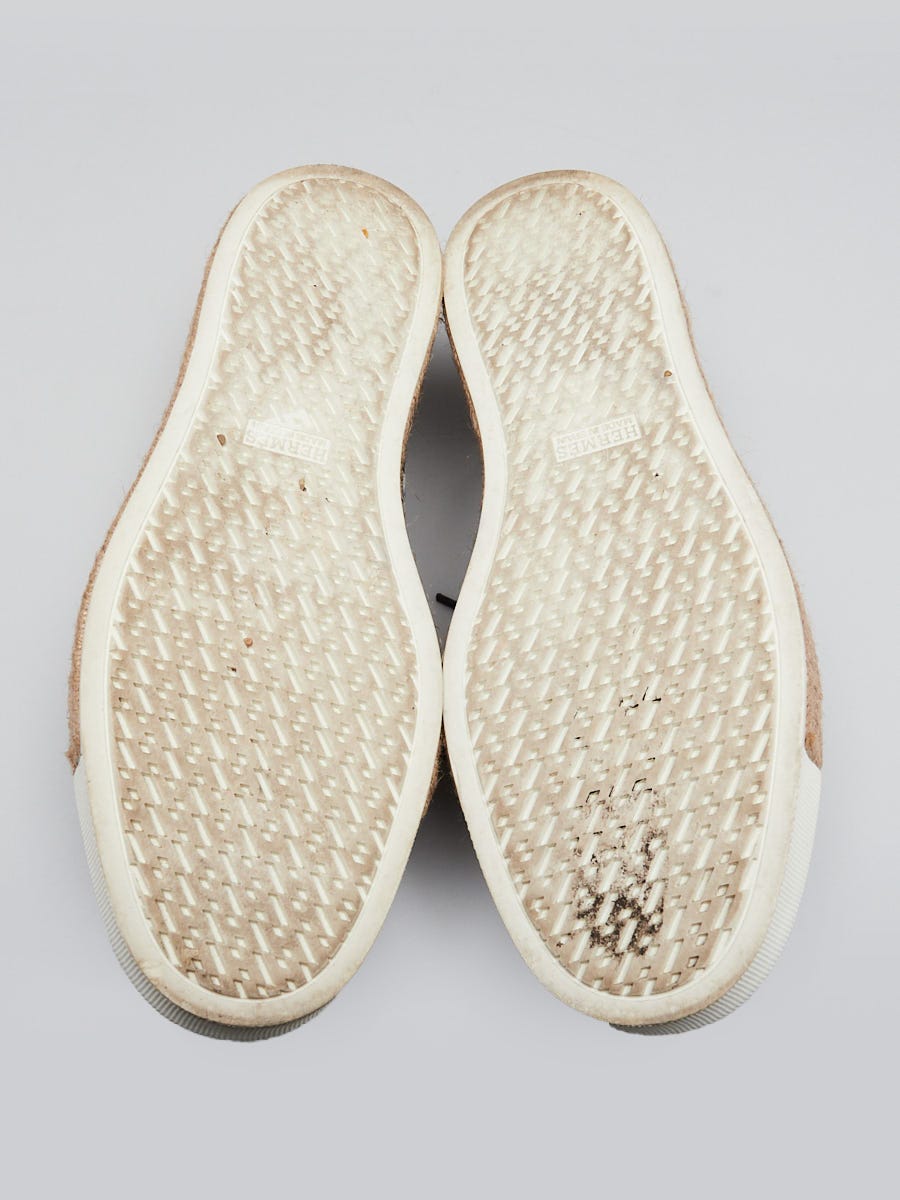 Hermes Navy Blue Canvas Rosa Espadrille Flats Size 7/37.5