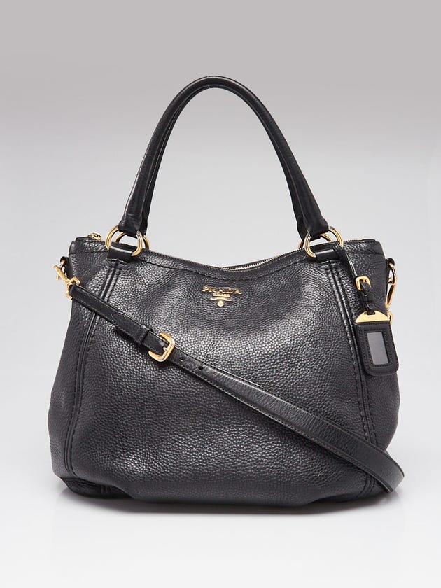 Prada Black Vitello Daino Leather Top Handle Bag BR4420