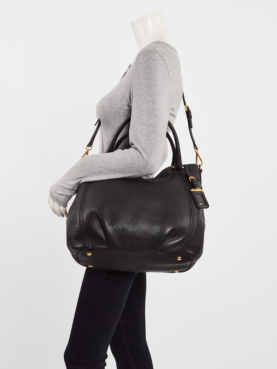 Prada Black Vitello Daino Leather Top Handle Bag BR4420