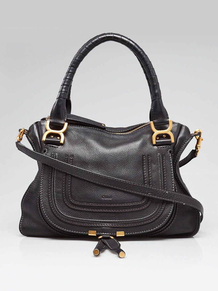 Chloe Black Leather Medium Marcie Satchel Bag