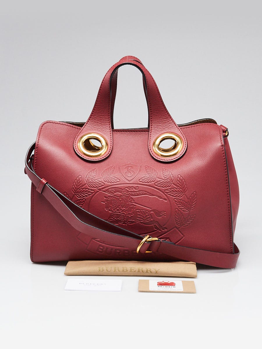 Burberry Burgundy Smooth Leather Eyelet Grommet Tote Bag | Yoogi's