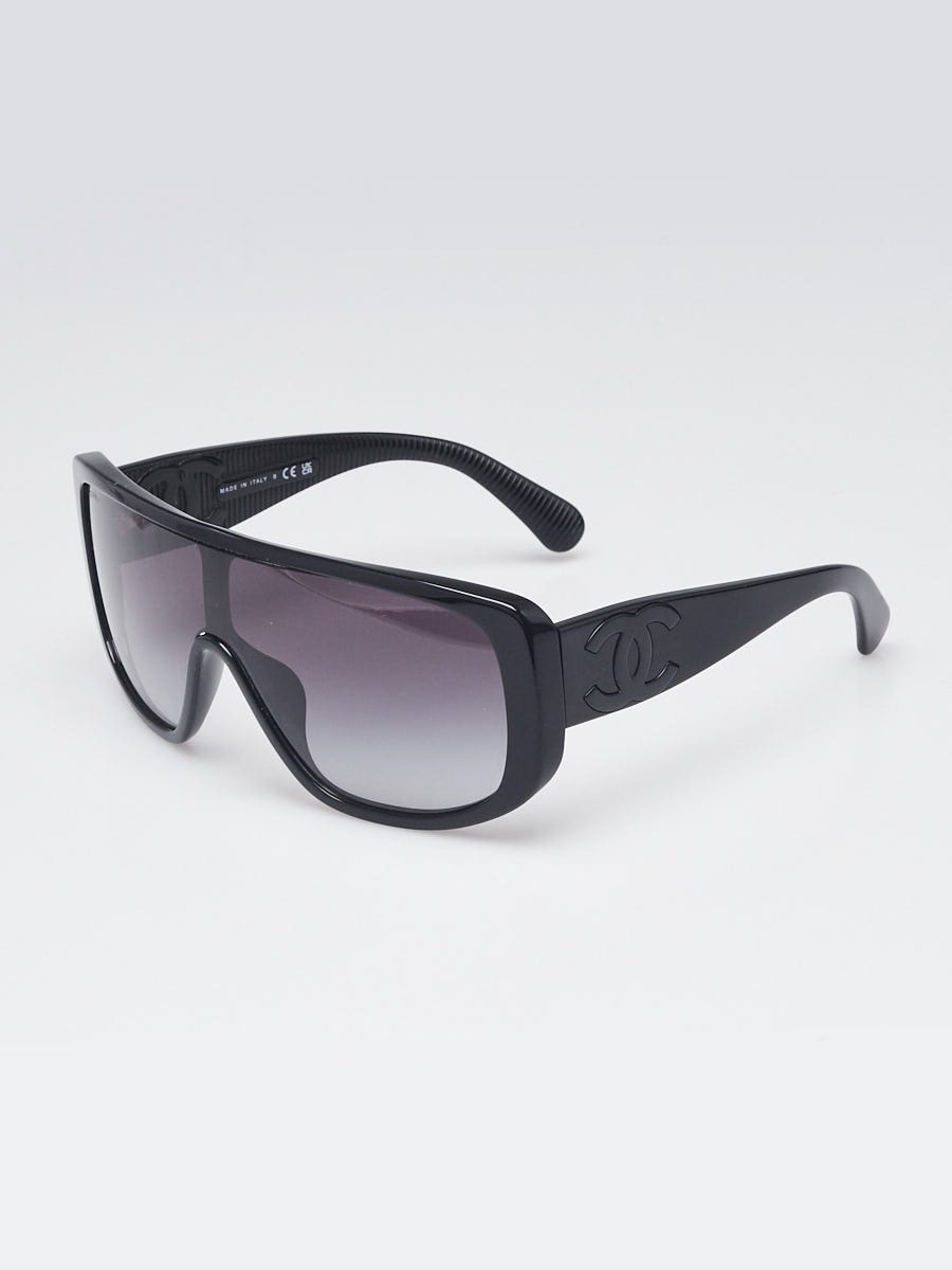 Chanel Black Acetate Shield Sunglasses 5495A | Yoogi's Closet