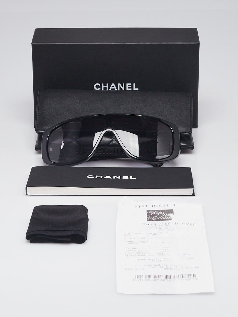 Chanel Black Acetate Shield Sunglasses 5495A | Yoogi's Closet