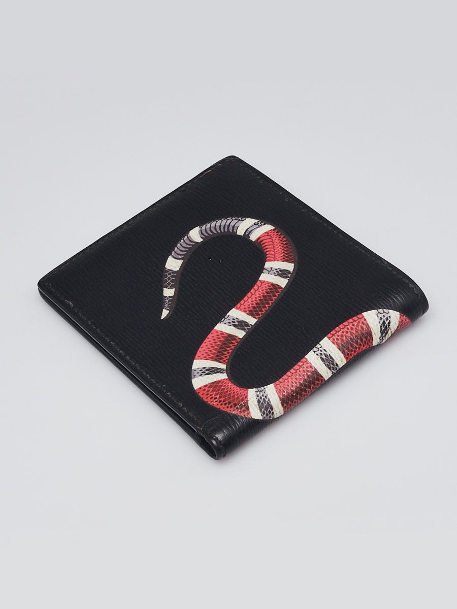 Gucci Black Leather Kingsnake Bi-fold Wallet | Yoogi's Closet