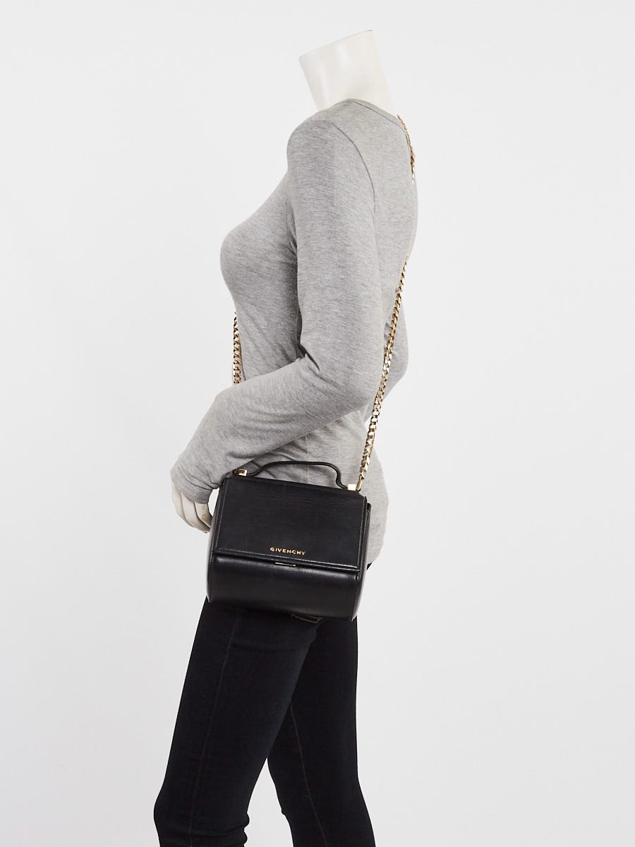Givenchy Black Grained Leather Pandora Box Mini Crossbody Bag