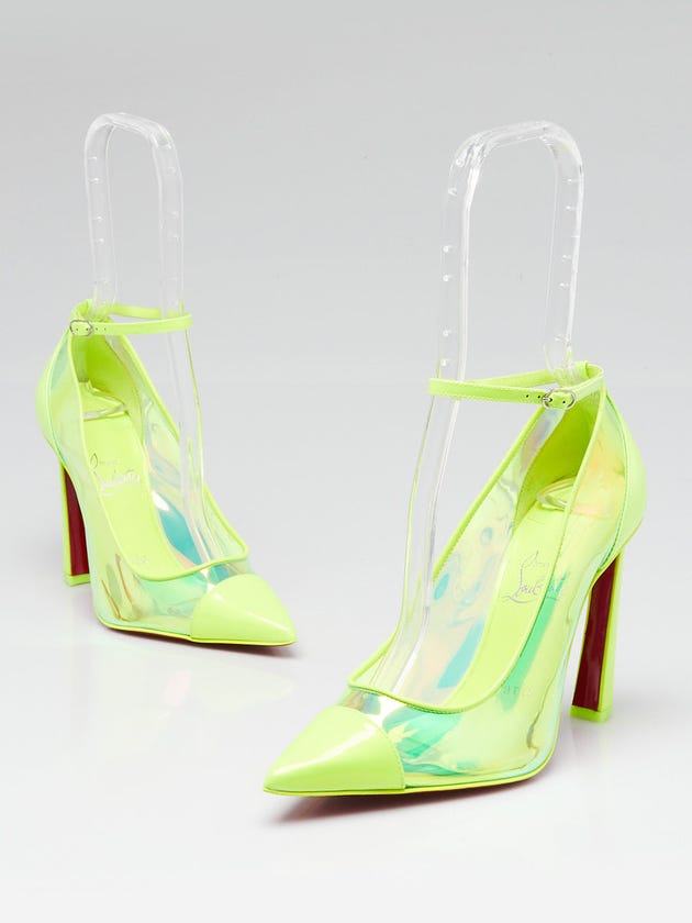 Christian Louboutin Fluo Yellow PVC and Patent Leather Debout Condorapik 100 Pumps Size 5.5/36