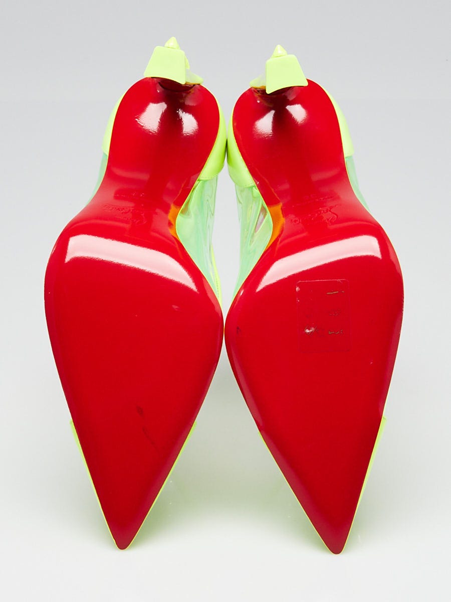 Christian Louboutin Fluo Yellow PVC and Patent Leather Debout Condorapik 100 Pumps Size 5.5/36