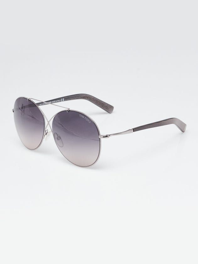 Tom Ford Silvertone Frame Iva Aviator Sunglasses-TF394