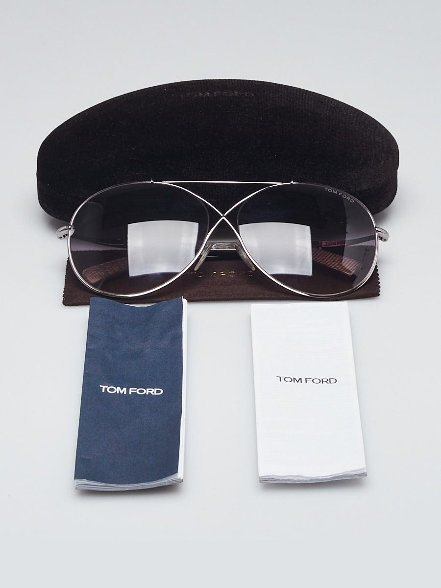 Tom Ford Silvertone Frame Iva Aviator Sunglasses-TF394