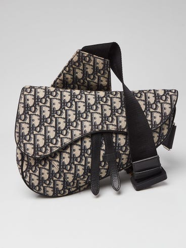 Christian Dior Blue/Grey Oblique Canvas Jacquard Saddle Bag