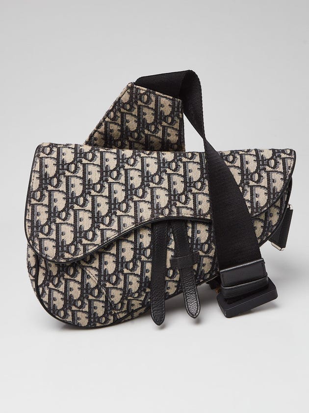 Christian Dior Blue/Grey Oblique Canvas Jacquard Saddle Bag
