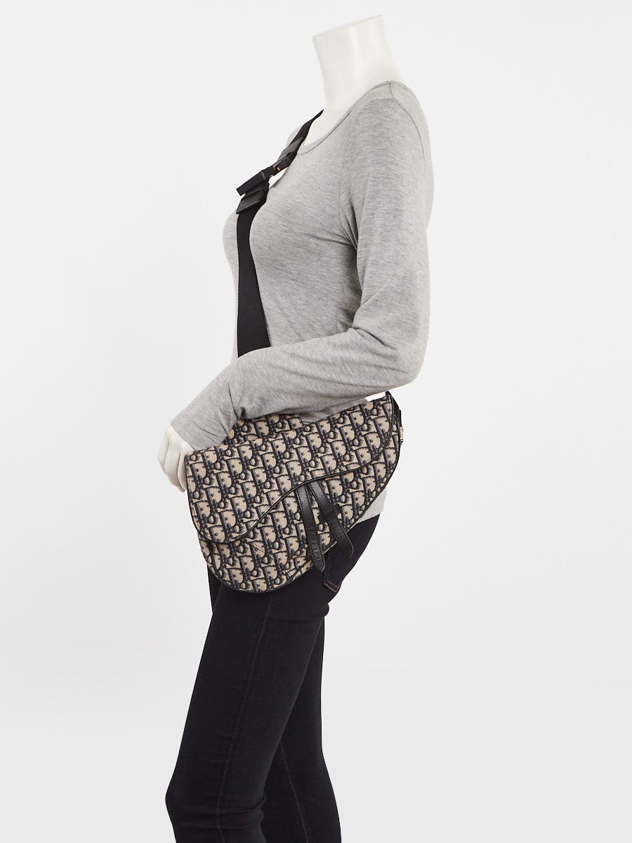 Christian Dior Blue/Grey Oblique Canvas Jacquard Saddle Bag