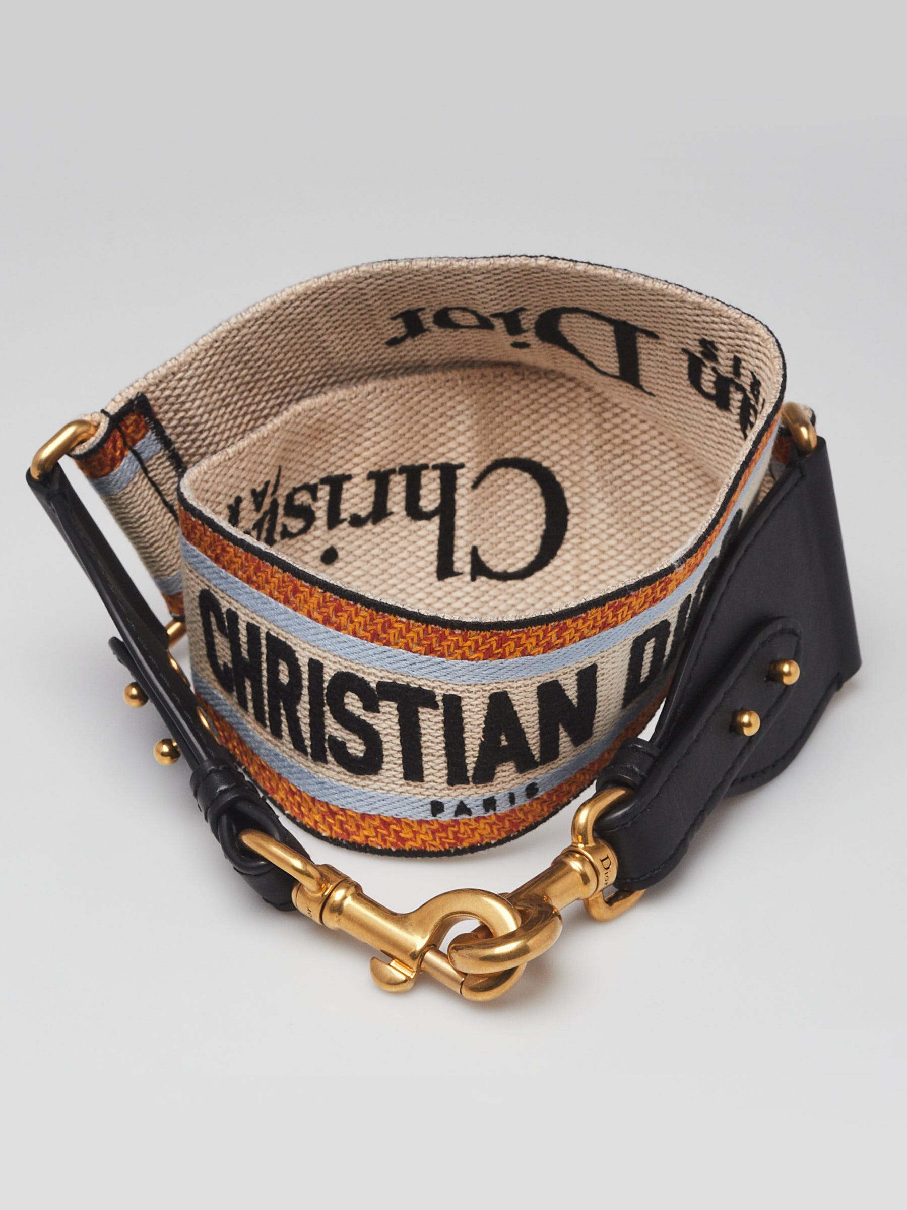 Christian Dior Multicolor Dior Embroidered Canvas Logo Strap