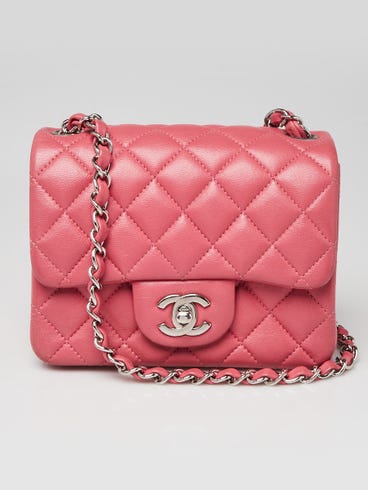 Chanel Pink Quilted Lambskin Leather Classic Square Mini Flap Bag