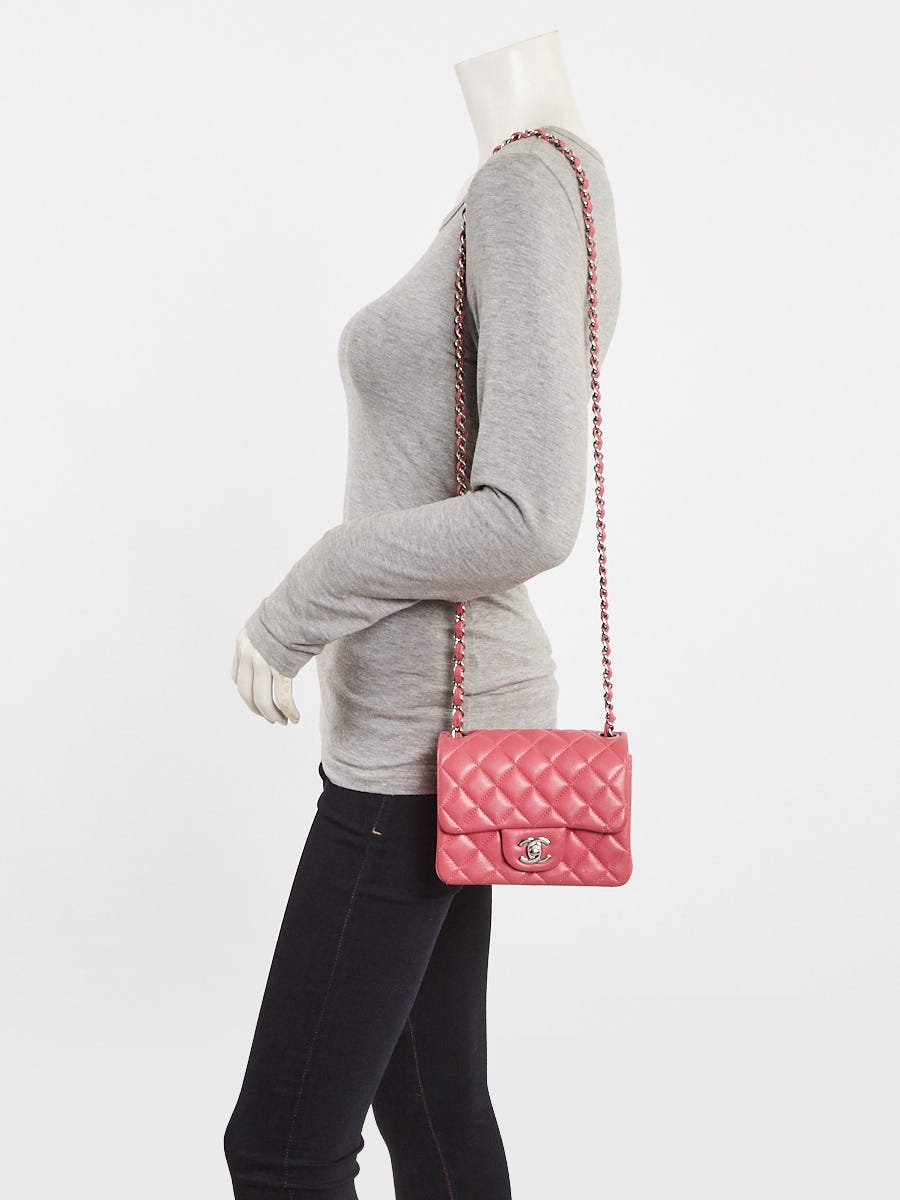 Chanel Pink Quilted Lambskin Leather Classic Square Mini Flap Bag
