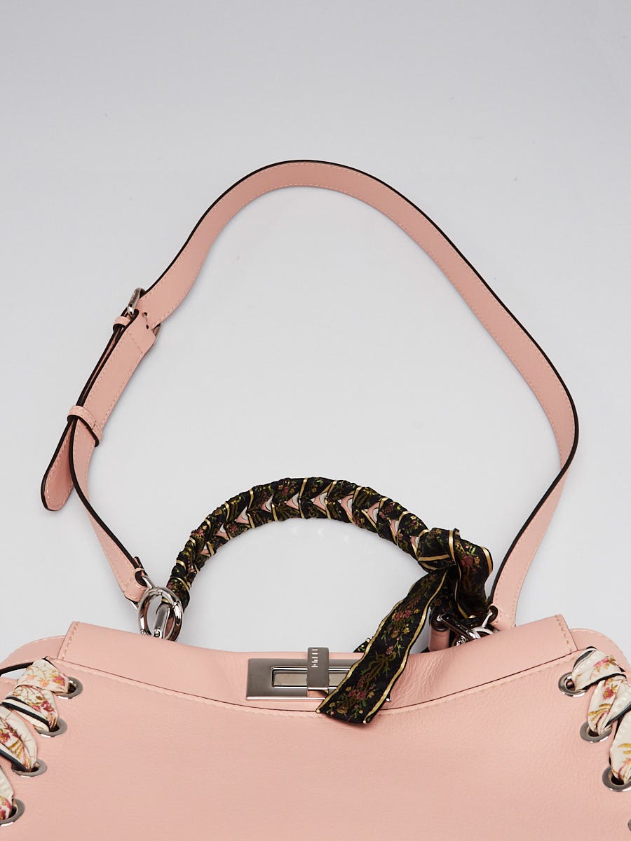 Fendi Baby Pink Leather and Ribbon Whipstitch Medium Peekaboo Bag