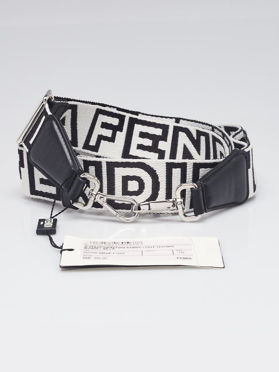 Fendi x Marc Jacobs Black/White Logo Jacquard Fabric Shoulder Strap