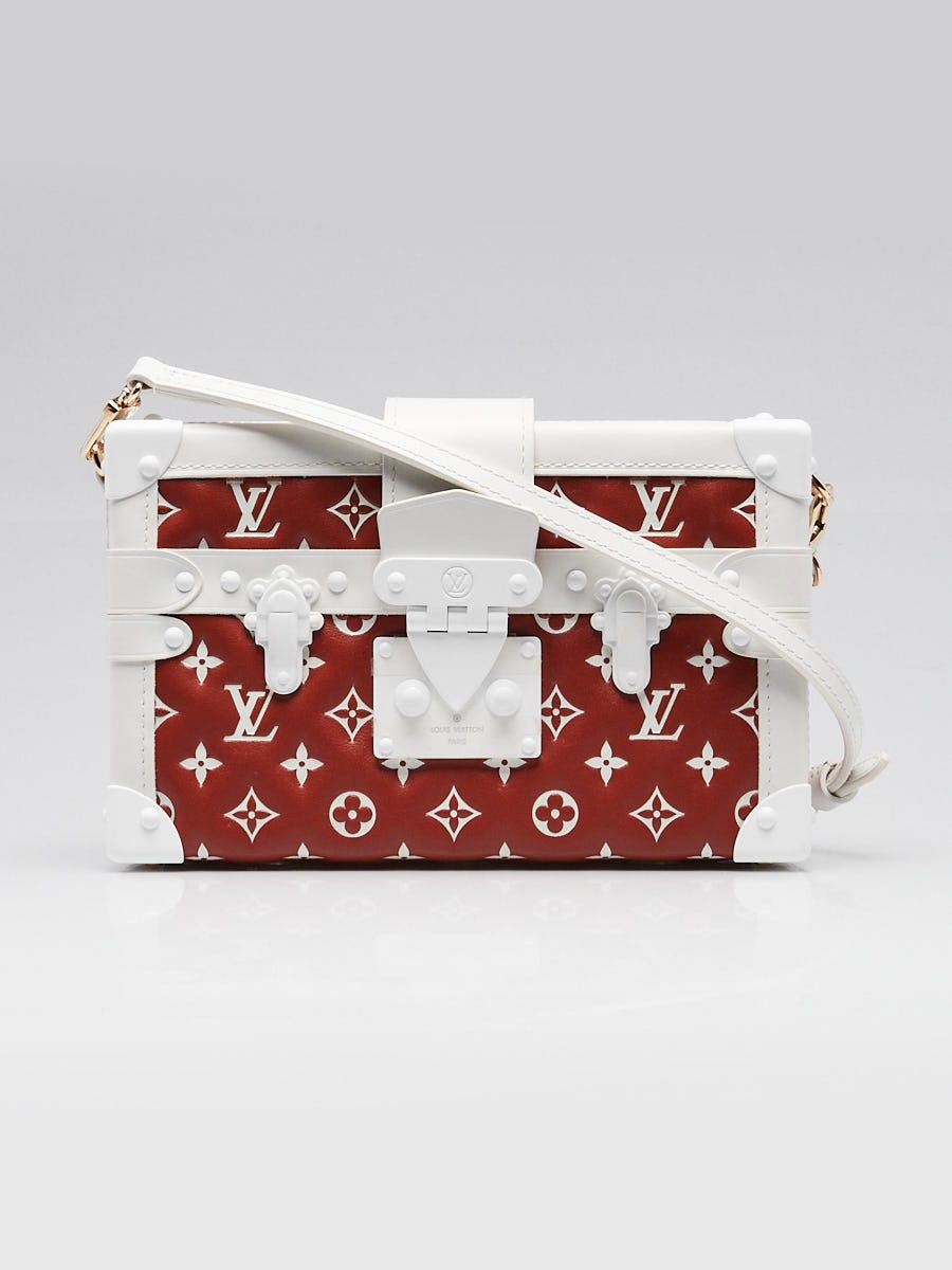 Louis Vuitton Terracota/White Monogram Embossed Lambskin Leather Petite Malle Bag