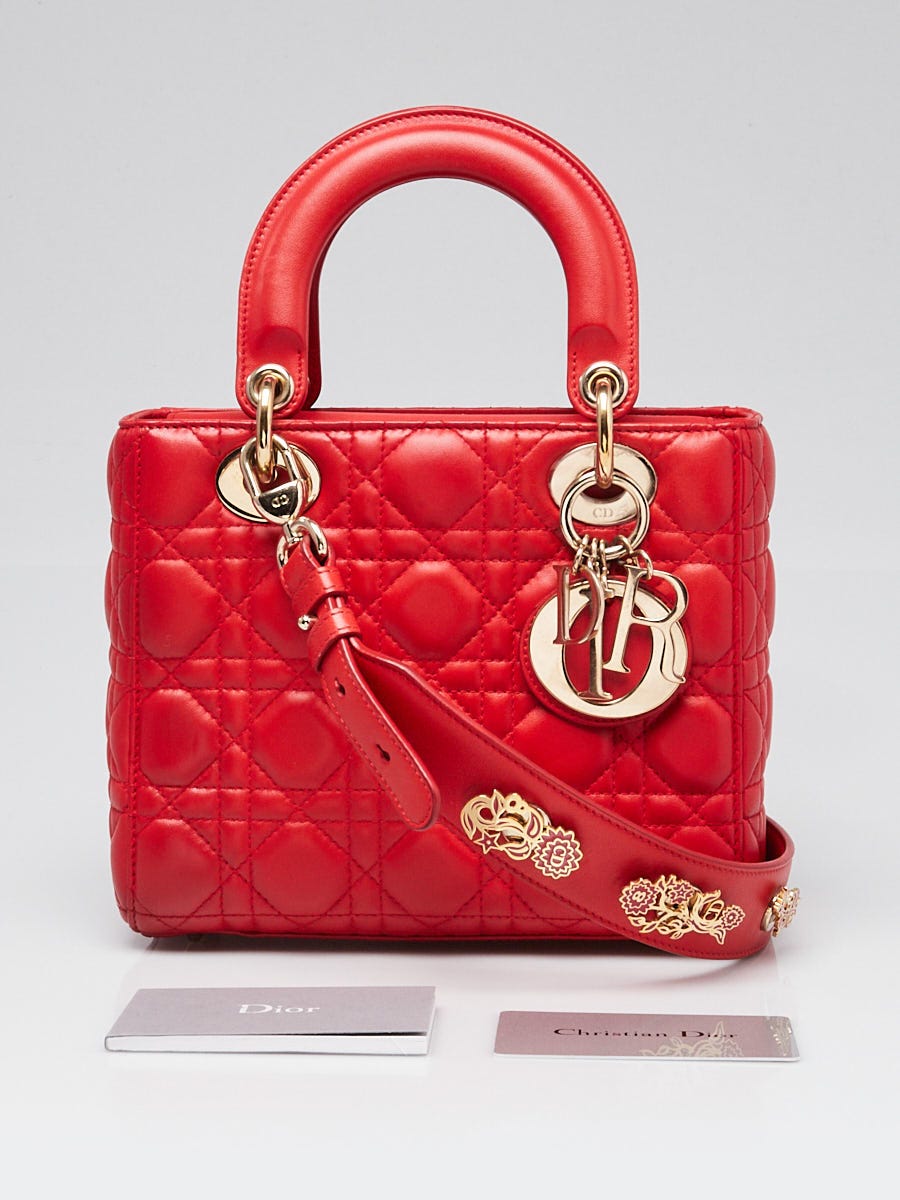 Christian Dior Red Cannage Quilted Lambskin Leather My ABCDior