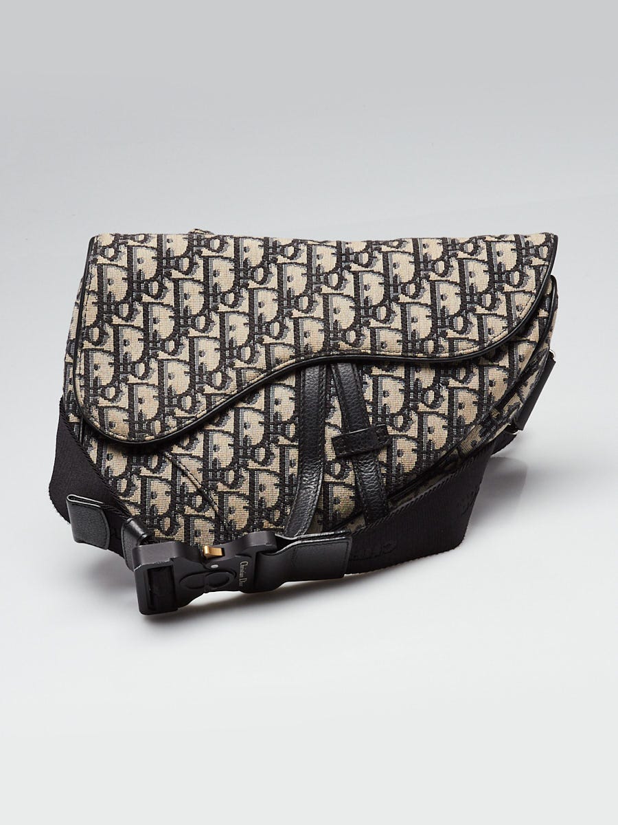 Christian Dior Blue Oblique Jacquard Canvas Saddle bag