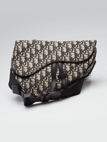 Christian Dior Blue Oblique Jacquard Canvas Saddle bag
