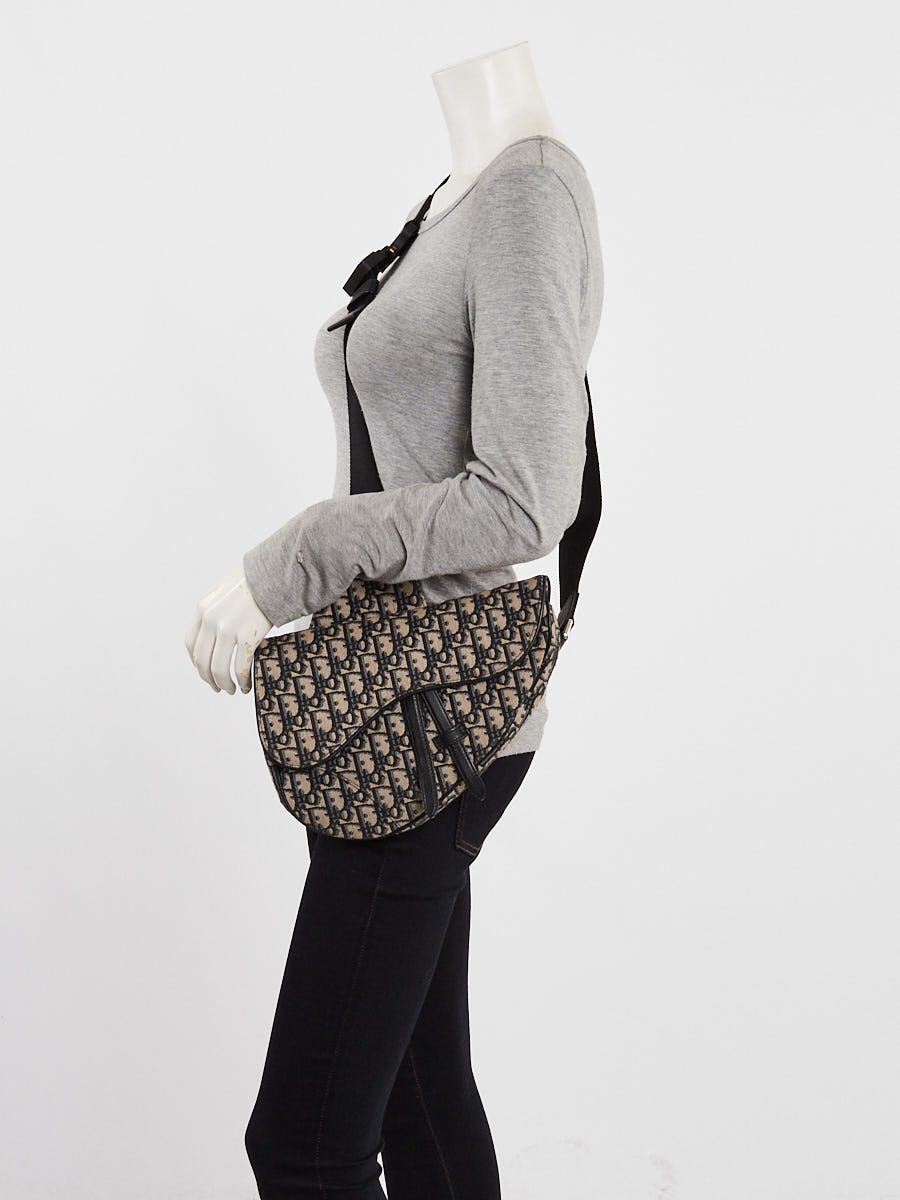 Christian Dior Blue Oblique Jacquard Canvas Saddle bag