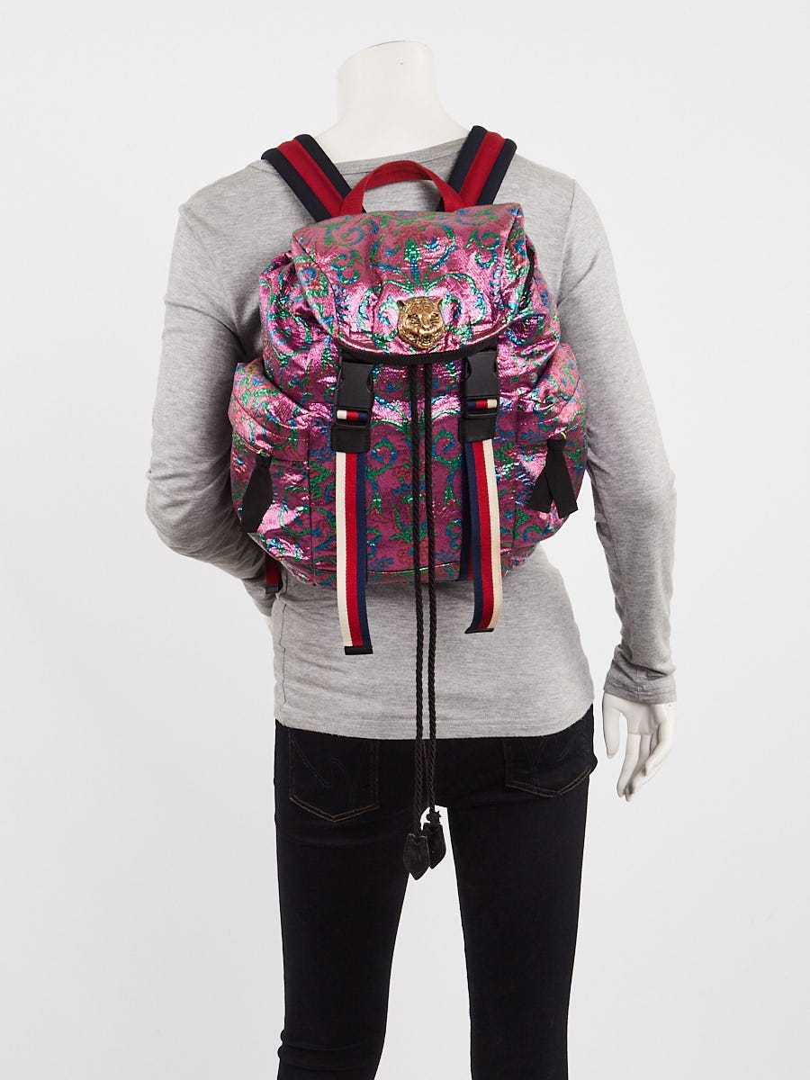 Gucci Purple Brocade Techpack Backpack Bag