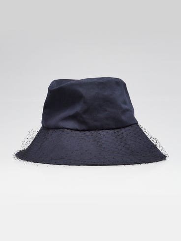 Christian Dior Blue Polyester/Cotton Veil Bucket Hat Size 58