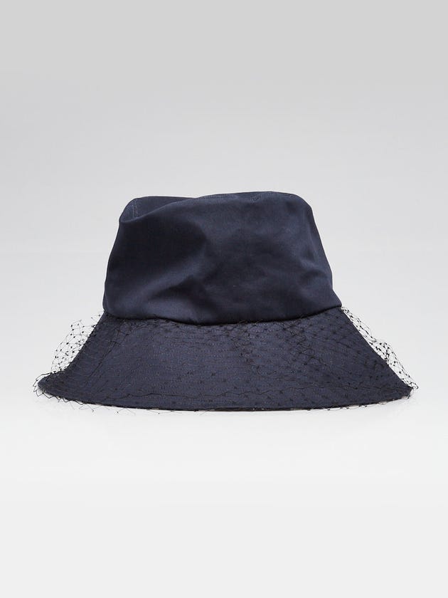 Christian Dior Blue Polyester/Cotton Veil Bucket Hat Size 58